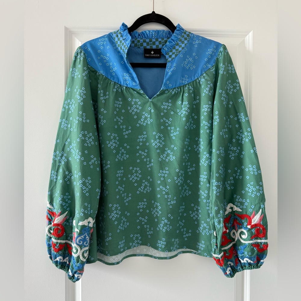 Emily Lovelock Embroidered Floral Blouse